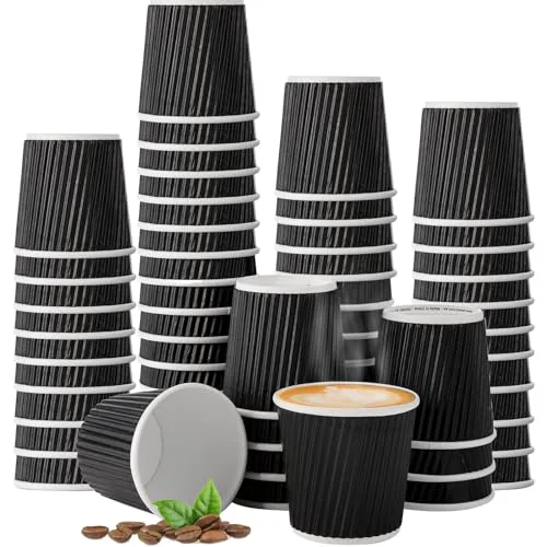 Pure 200 Pcs 4oz Paper Espresso Cups Ripple Wall Hot Cups For Coffee Disposable Coffee Cup Paper Hot 200 Count Original Design