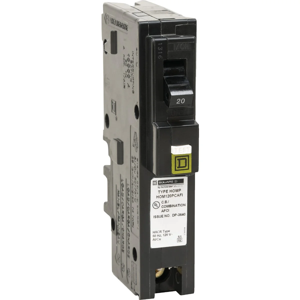 Reusable Square D Homeline 20A Single-Pole CAFCI Plug-On Neutral Combination Arc Fault Breaker Next-Generation