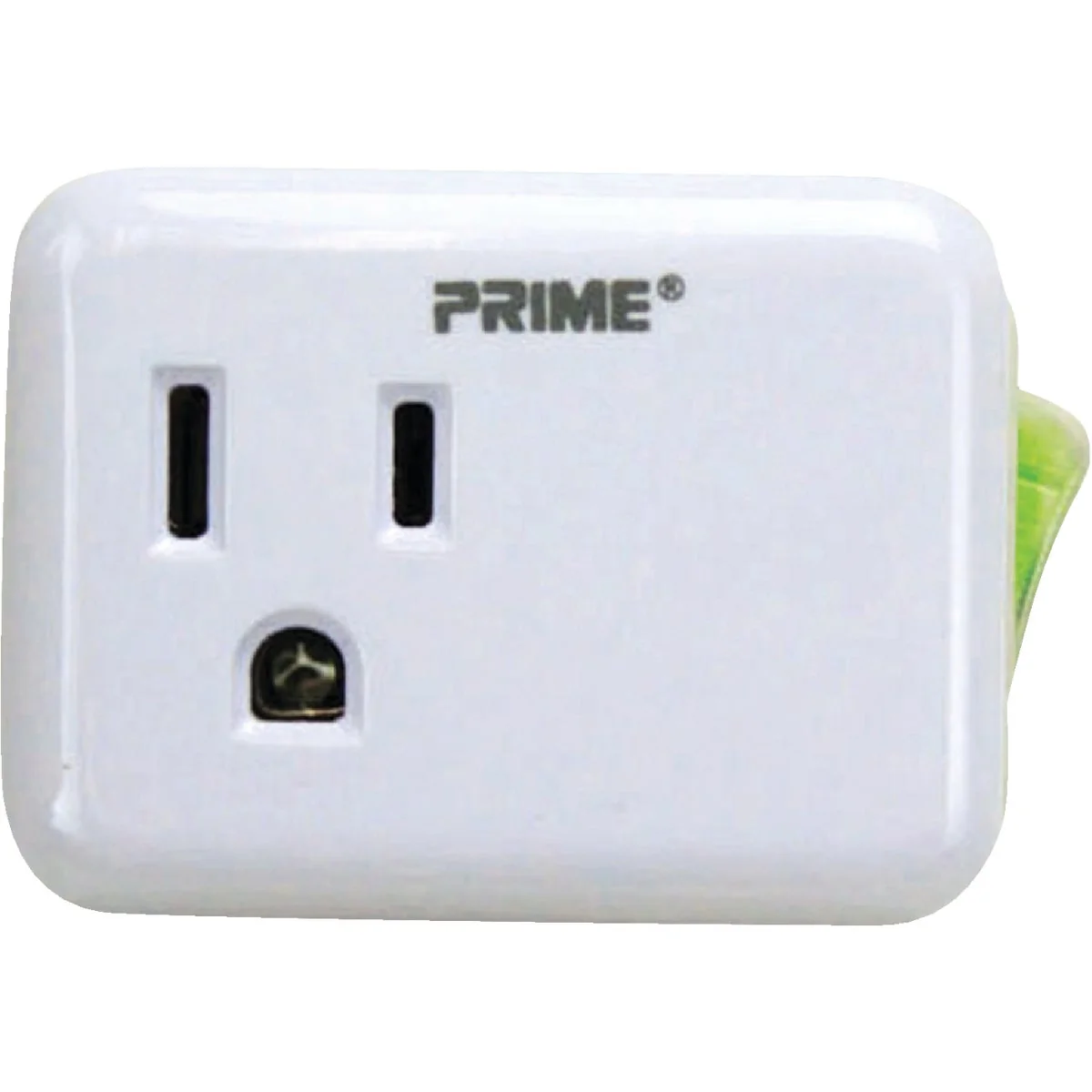 Original Prime Wire Cable 1-Outlet White Plug-In Outlet with Switch Fast