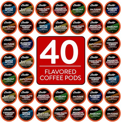 Exceptional Flavored Coffee Pods Assorted Gourmet Variety Pack 40 Count Breathable
