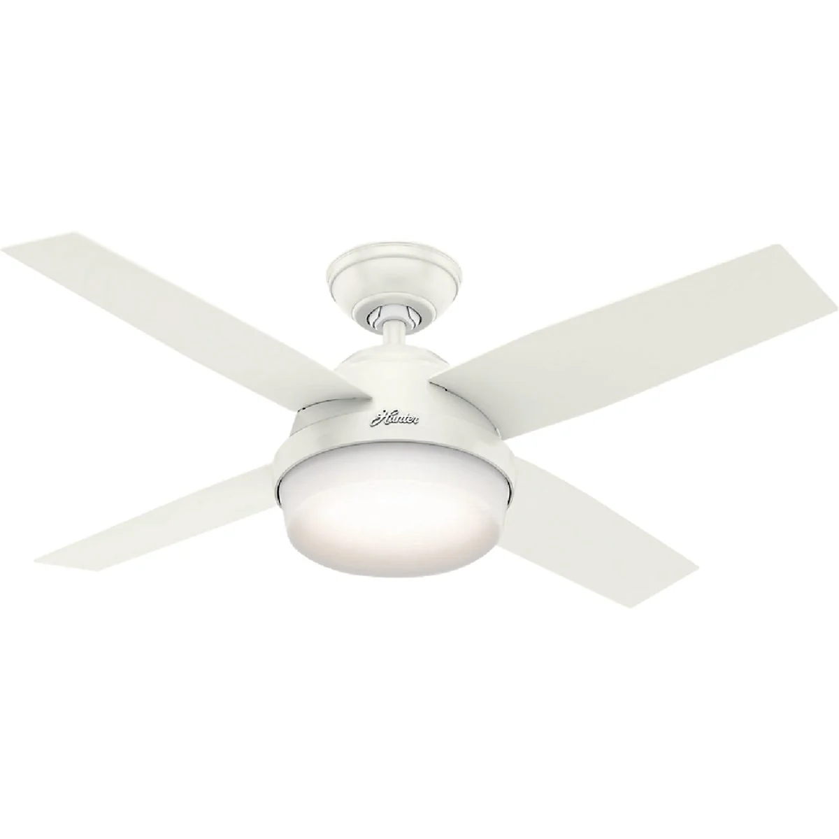 Detailed Hunter Dempsey 44 In. Fresh White Ceiling Fan with Light Kit and Handheld Remote Control Crafted
