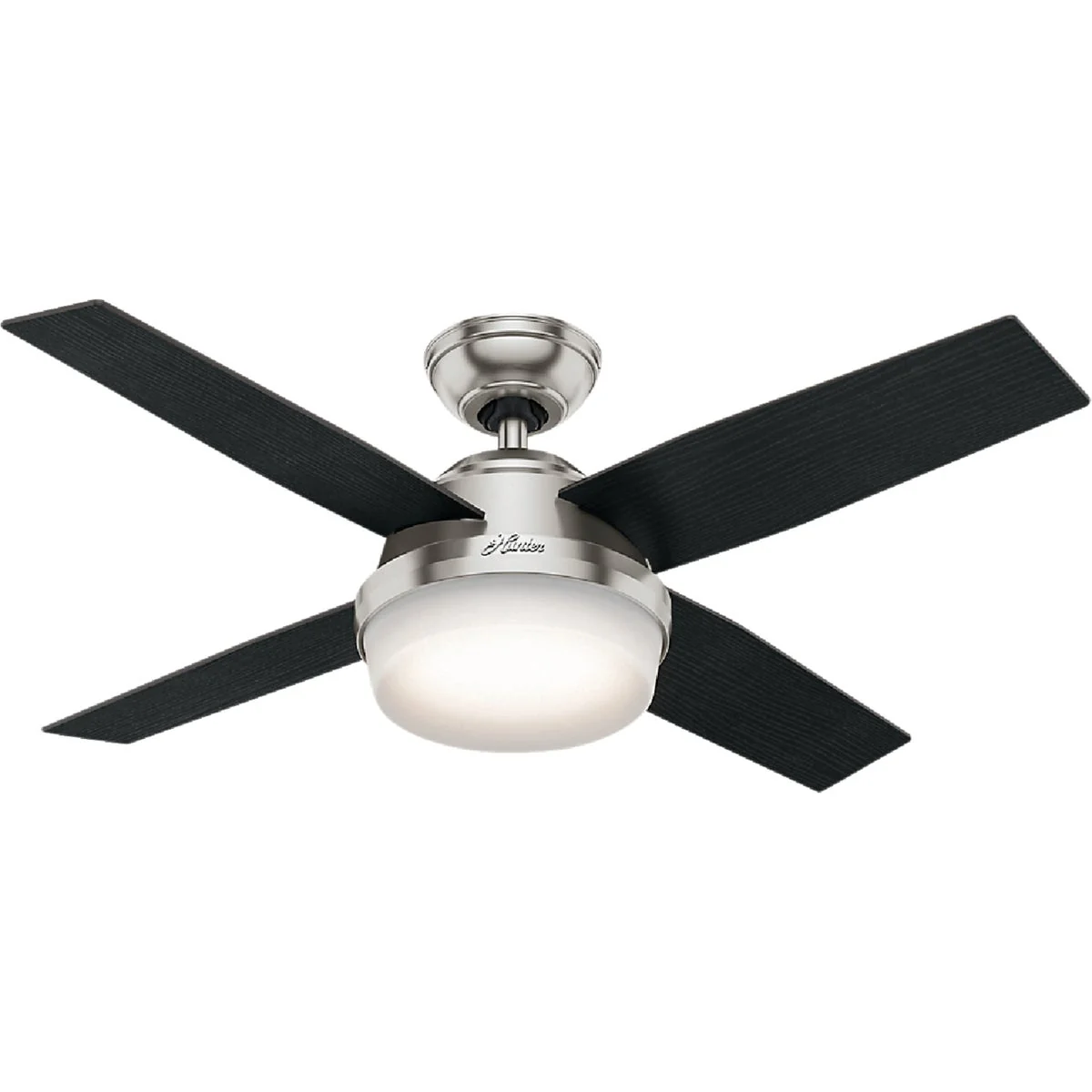 Clean Hunter Dempsey 44 In. Brushed Nickel Ceiling Fan with Light Kit and Handheld Remote Control Environmentally Friendly