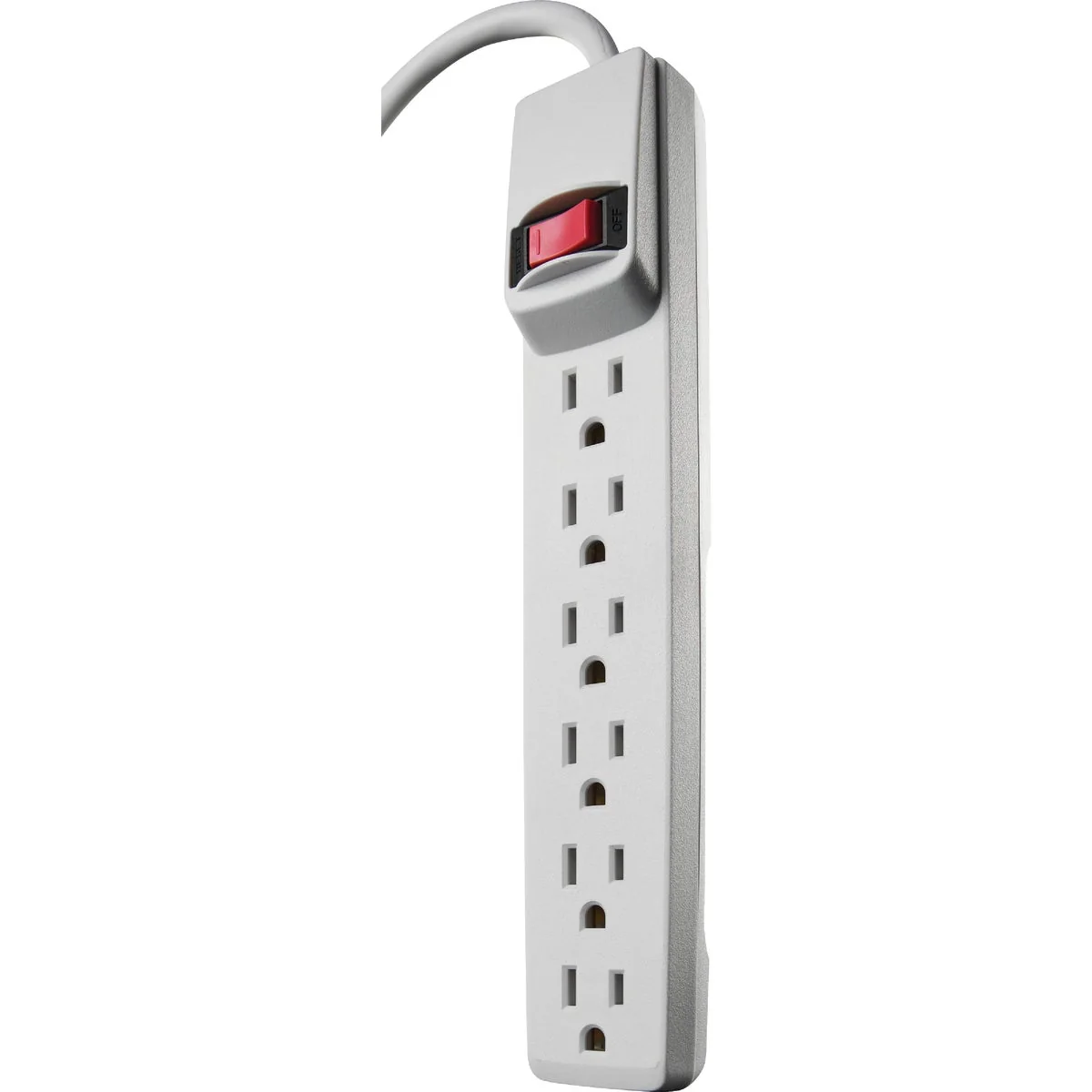 Elegant Woods Plastic 6-Outlet White Power Strip with 4 Ft. Cord High-Performance