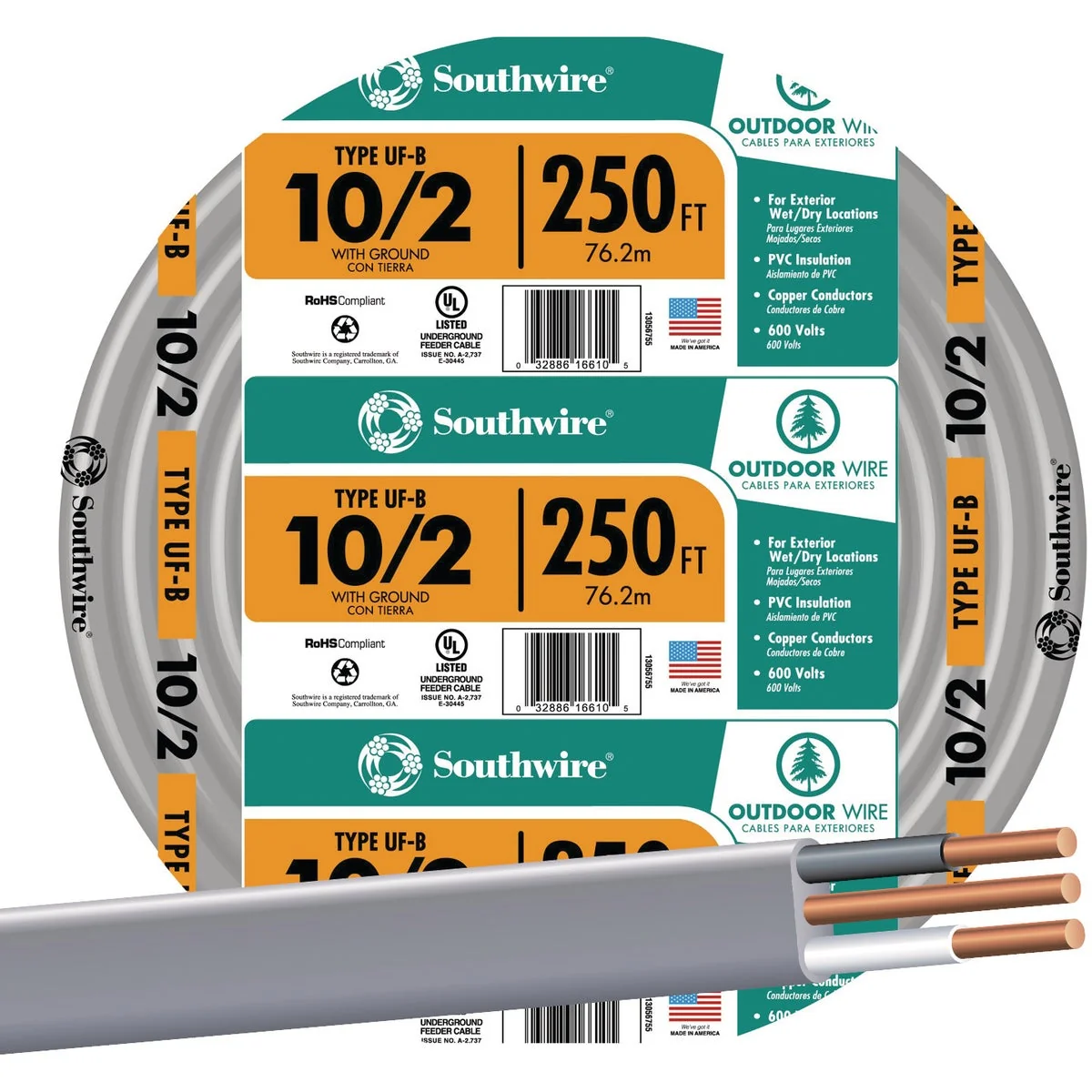 Comfortable Southwire 250 Ft. 10 AWG 2-Conductor UFW G Electrical Wire Specialty
