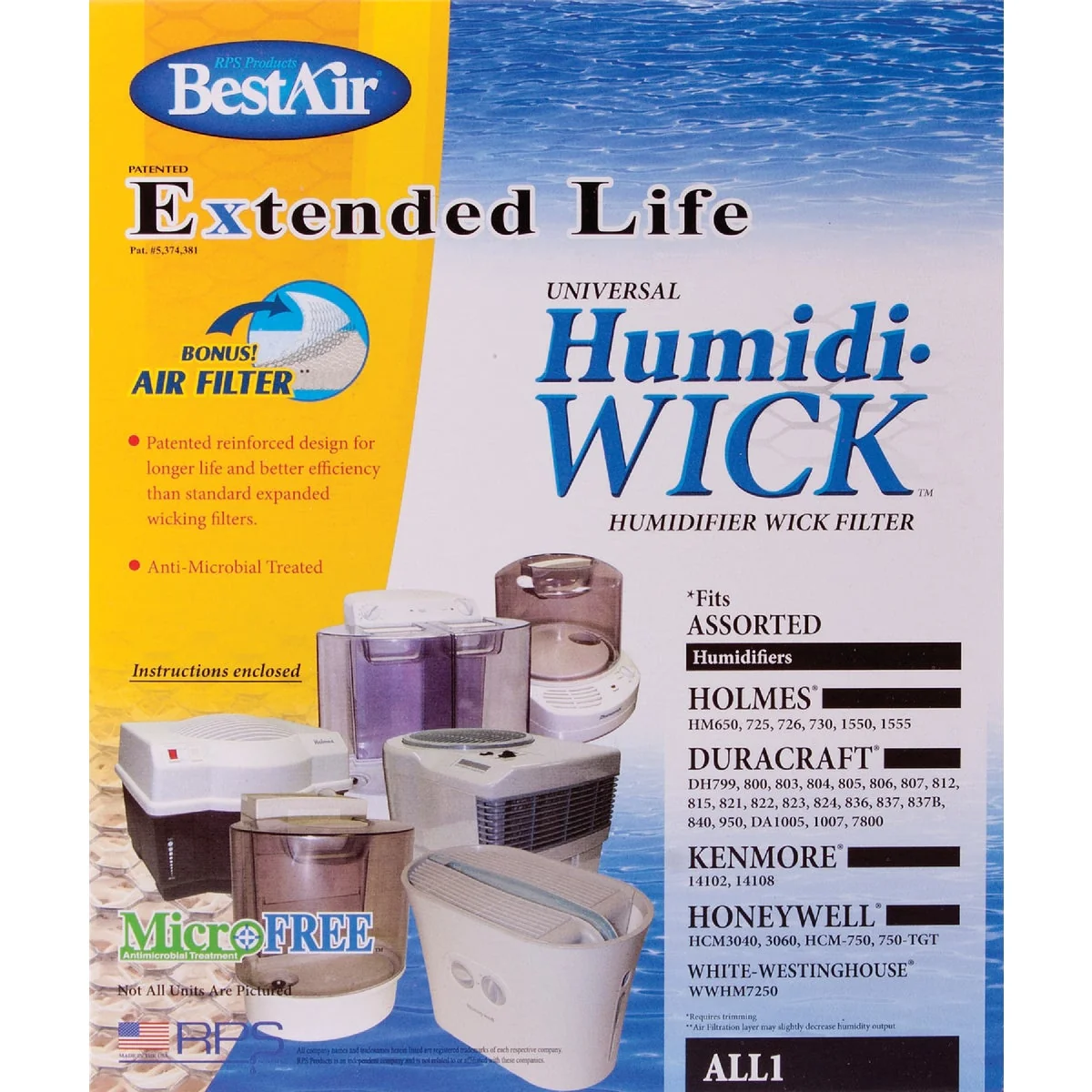 Fashionable Air Extended Life Humidi-Wick ALL1 Humidifier Wick Filter with Air Filter Advanced
