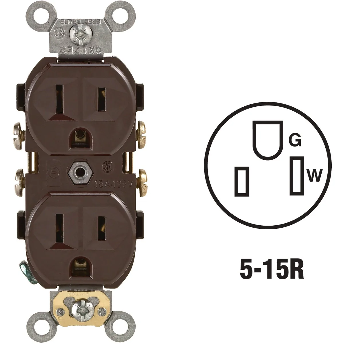Certified Leviton 15A Brown Commercial Grade 5-15R Duplex Outlet Recyclable