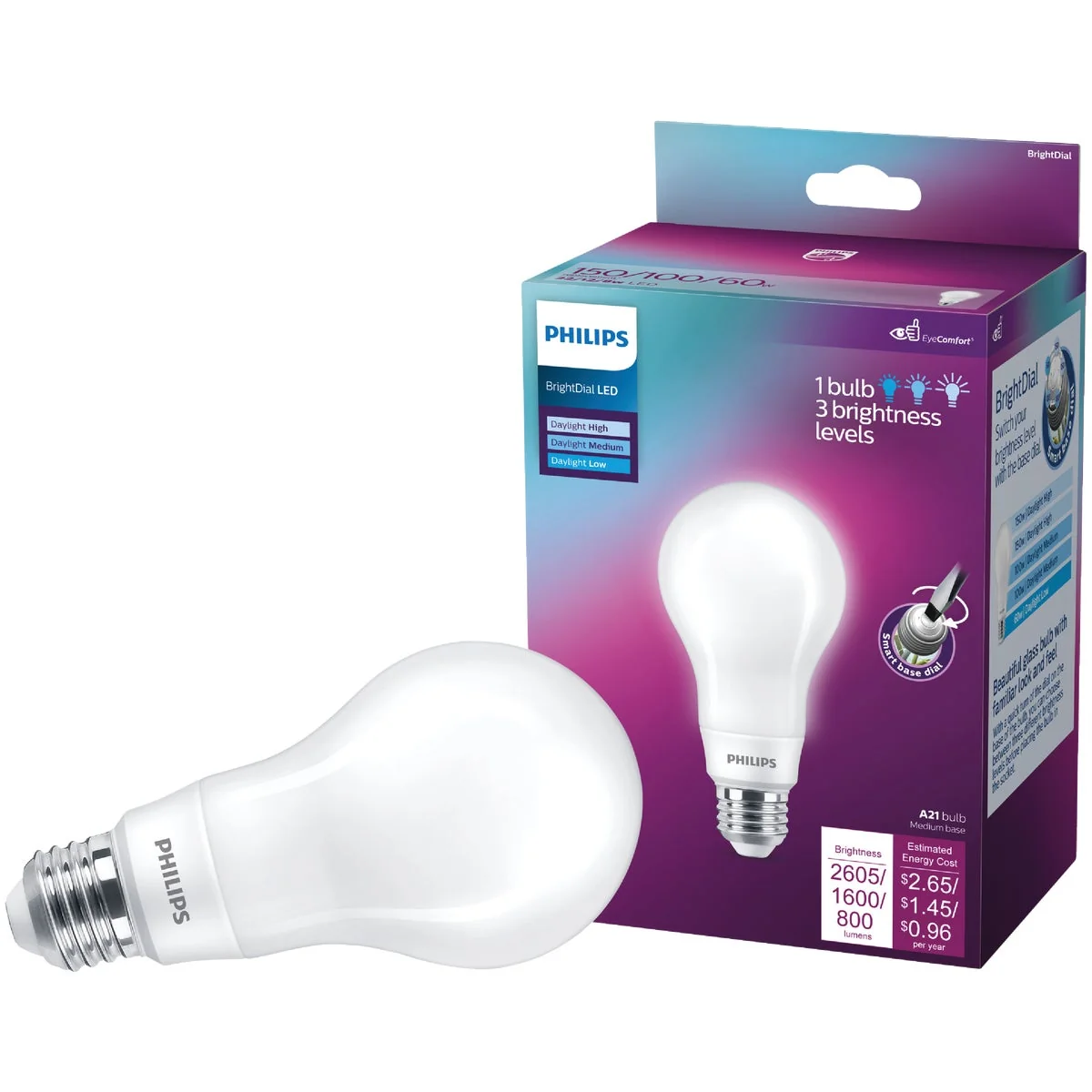 Quality Philips BrightDial 150 100 60W Equivalent Daylight A21 Medium LED Light Bulb Optimized