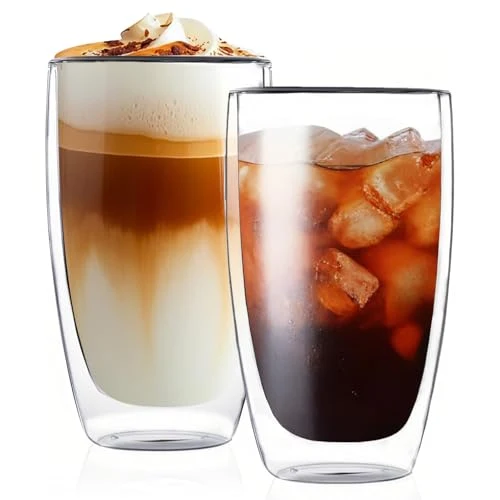Flexible Glass Coffee Mugs Set of 2 Elegant