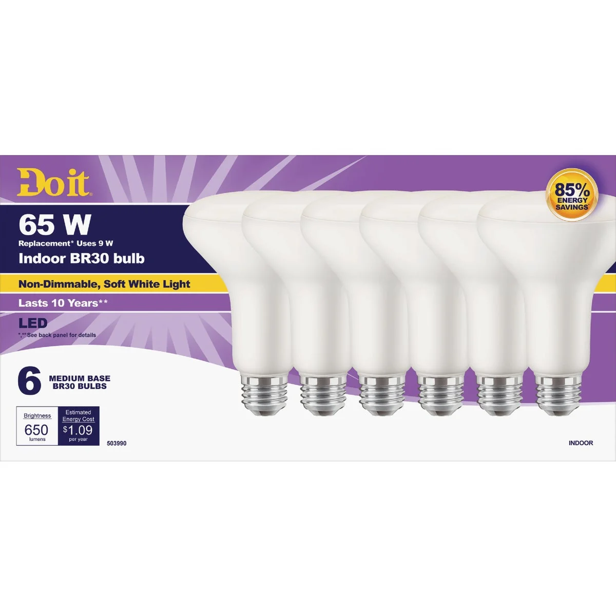 Long-Lasting Do it 65W Equivalent Soft White BR30 Medium LED Floodlight Light Bulb 6-Pack Trusted
