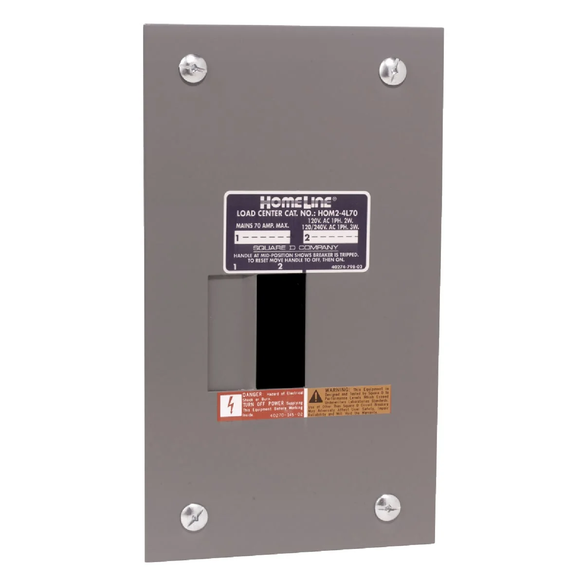 Enhanced Square D Homeline 70A 2-Space 4-Circuit Indoor Main Lug Flush Mount Load Center High-Grade