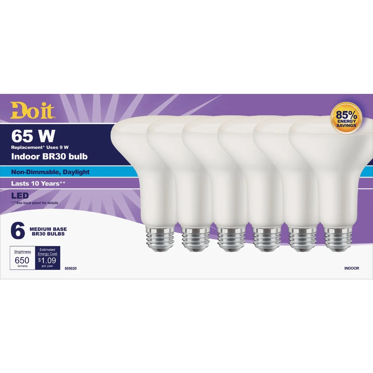 Crafted Do it 65W Equivalent Daylight BR30 Medium LED Floodlight Light Bulb 6-Pack Fast