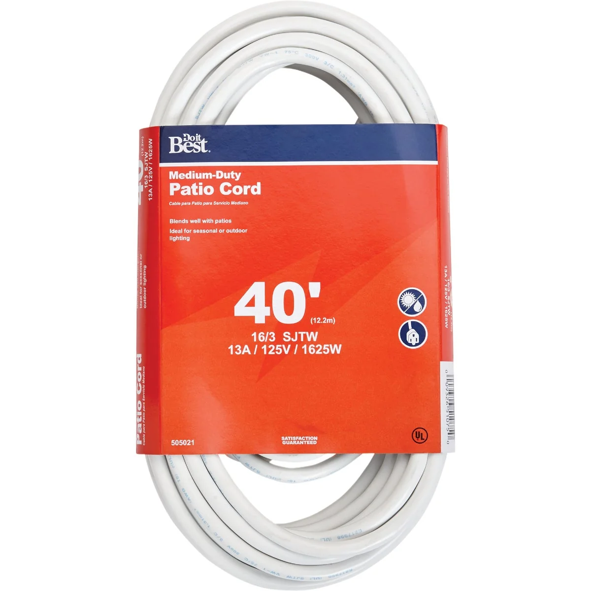 Lightweight Do it 40 Ft. 16 3 Medium-Duty White Patio Extension Cord Luxury