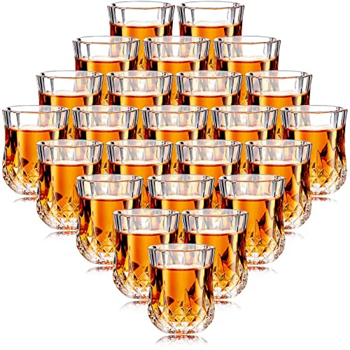 Dependable 24 Pcs 1.7 oz Mini Shot Glasses Set Whiskey Tasting Glasses Heavy Duty Base Clear Shot Cup Cute Cordial Mini Wine Cups for Bourbon Fine