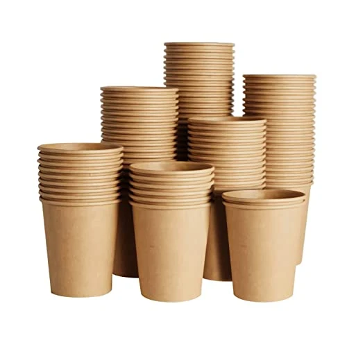 Secure 400 Pack 8 oz Kraft Paper Cups 400 Count Easy-to-Use