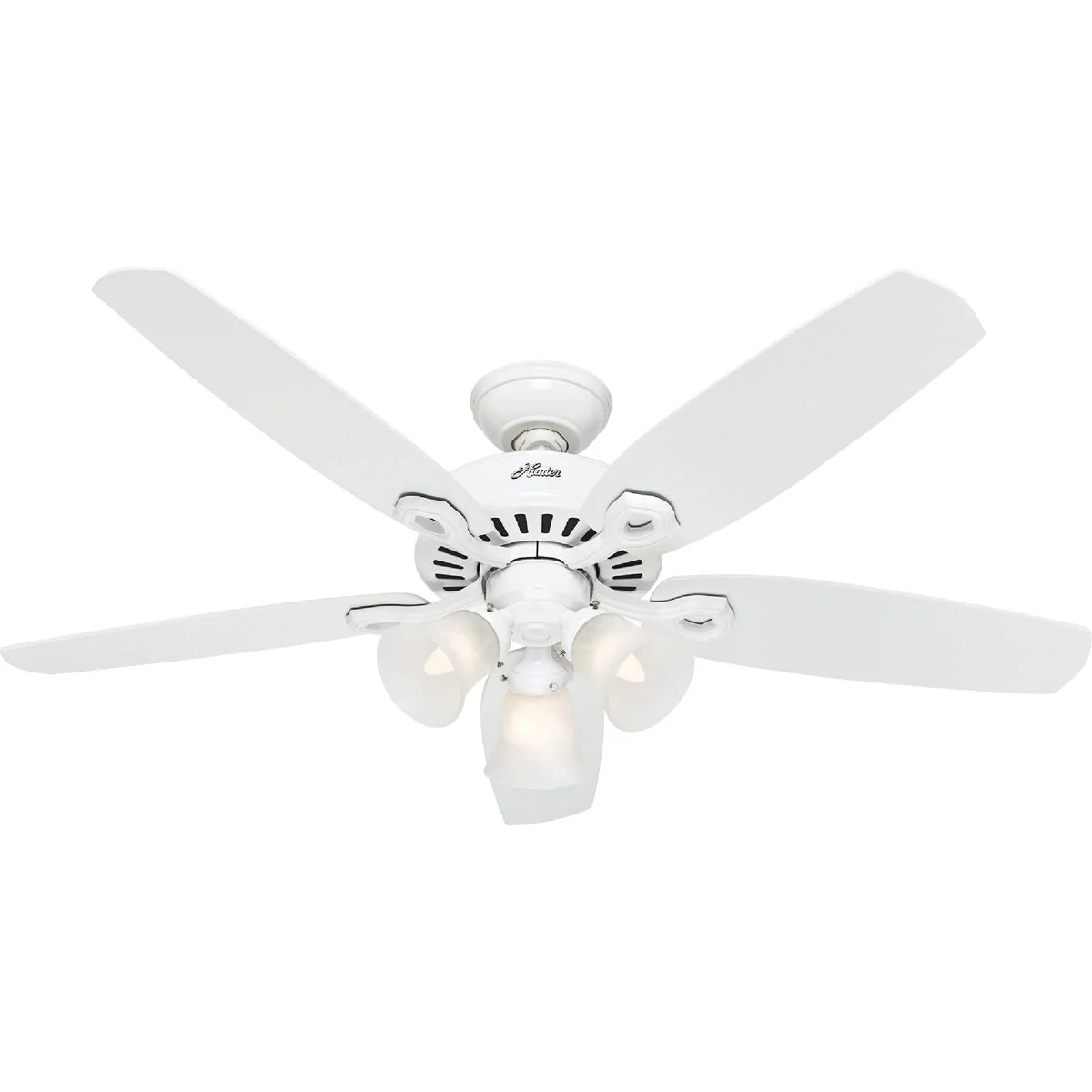 Eco-Friendly Hunter Builders Plus 52 In. White Ceiling Fan with Light Kit Elegant