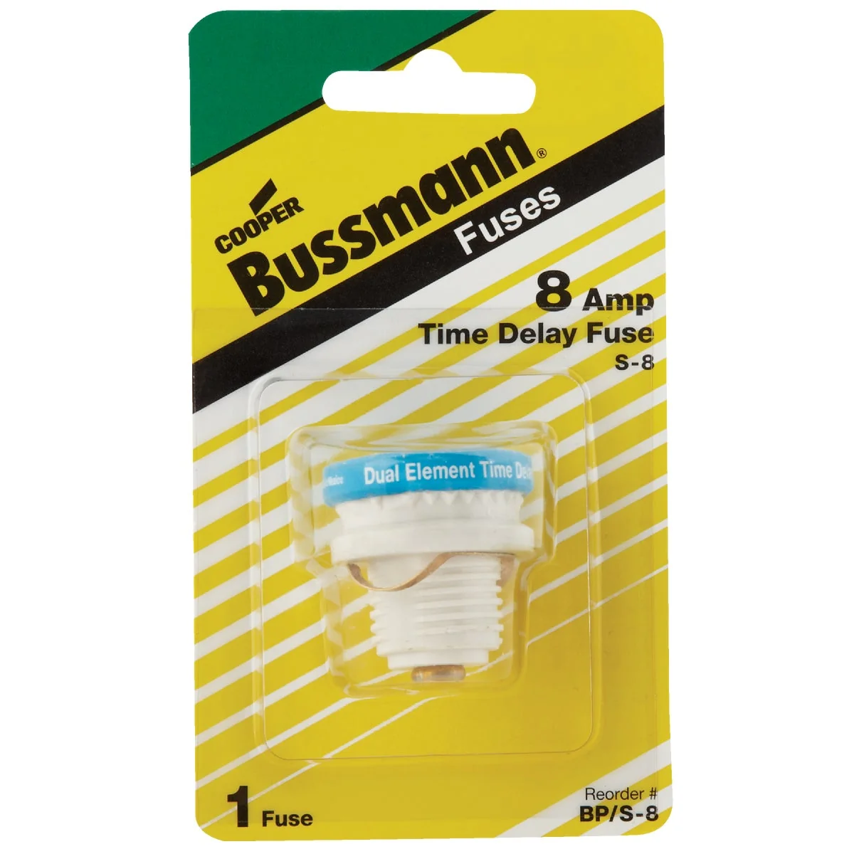 Safe Bussmann 8A BP S Time-Delay Plug Fuse First-Class