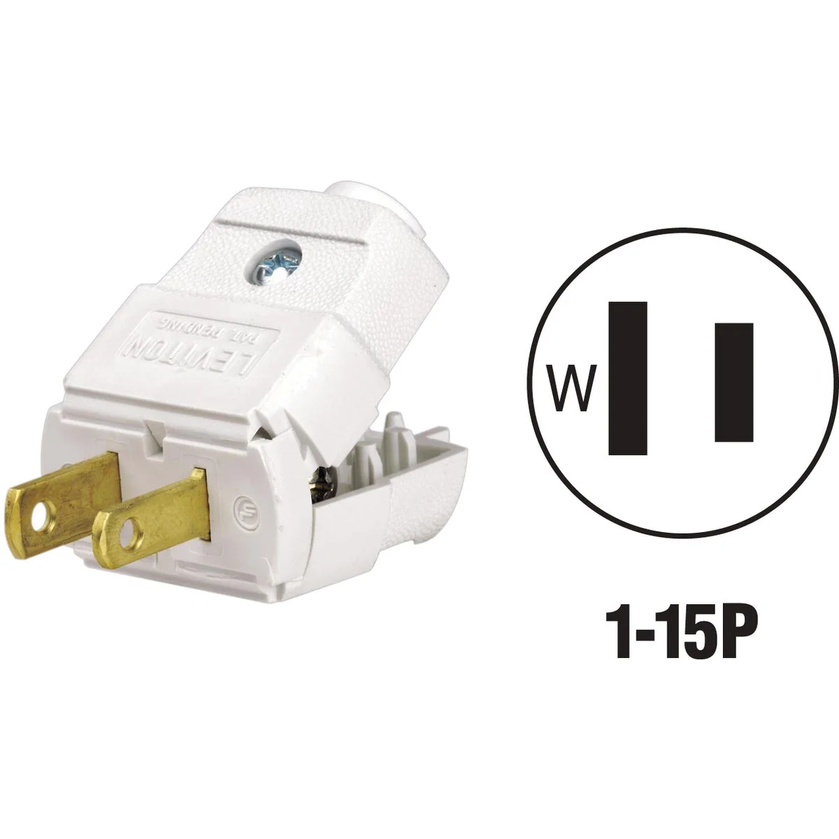 Fast Leviton 15A 125V 2-Wire 2-Pole Hinged Cord Plug White Excellent