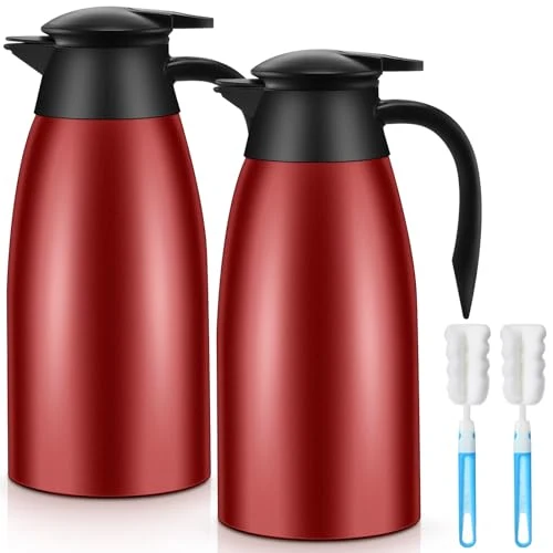 Efficient 2 Pcs Thermal Coffee Carafe Insulated Stainless Steel Coffee Carafe for Hot Liquid Vacuum Thermal Pot Creamer Pitcher Dispenser with Brushes Keeping Hot Water Milk 2 Count High-Grade