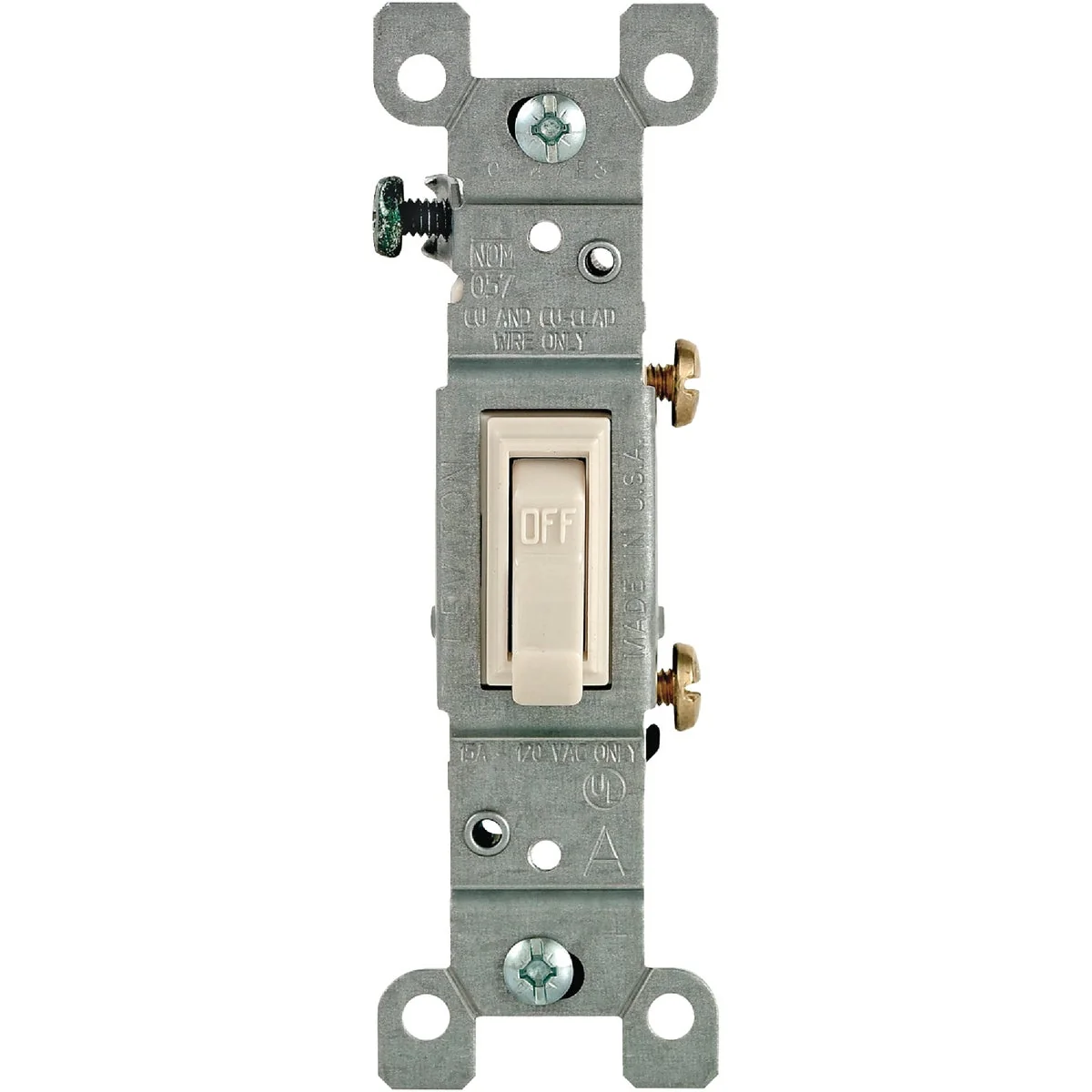 User-Friendly Leviton Residential Grade 15 Amp Toggle Single Pole Grounded Switch Light Almond 10-Pack Functional