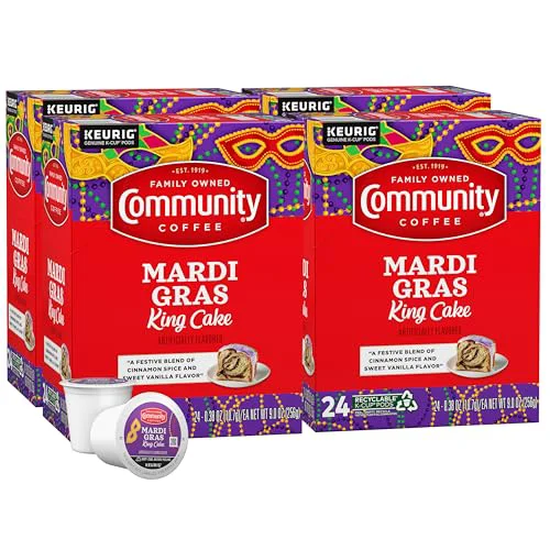 Environmentally Friendly Mardi Gras King Cake Flavored 96 Count Coffee Pods Functional