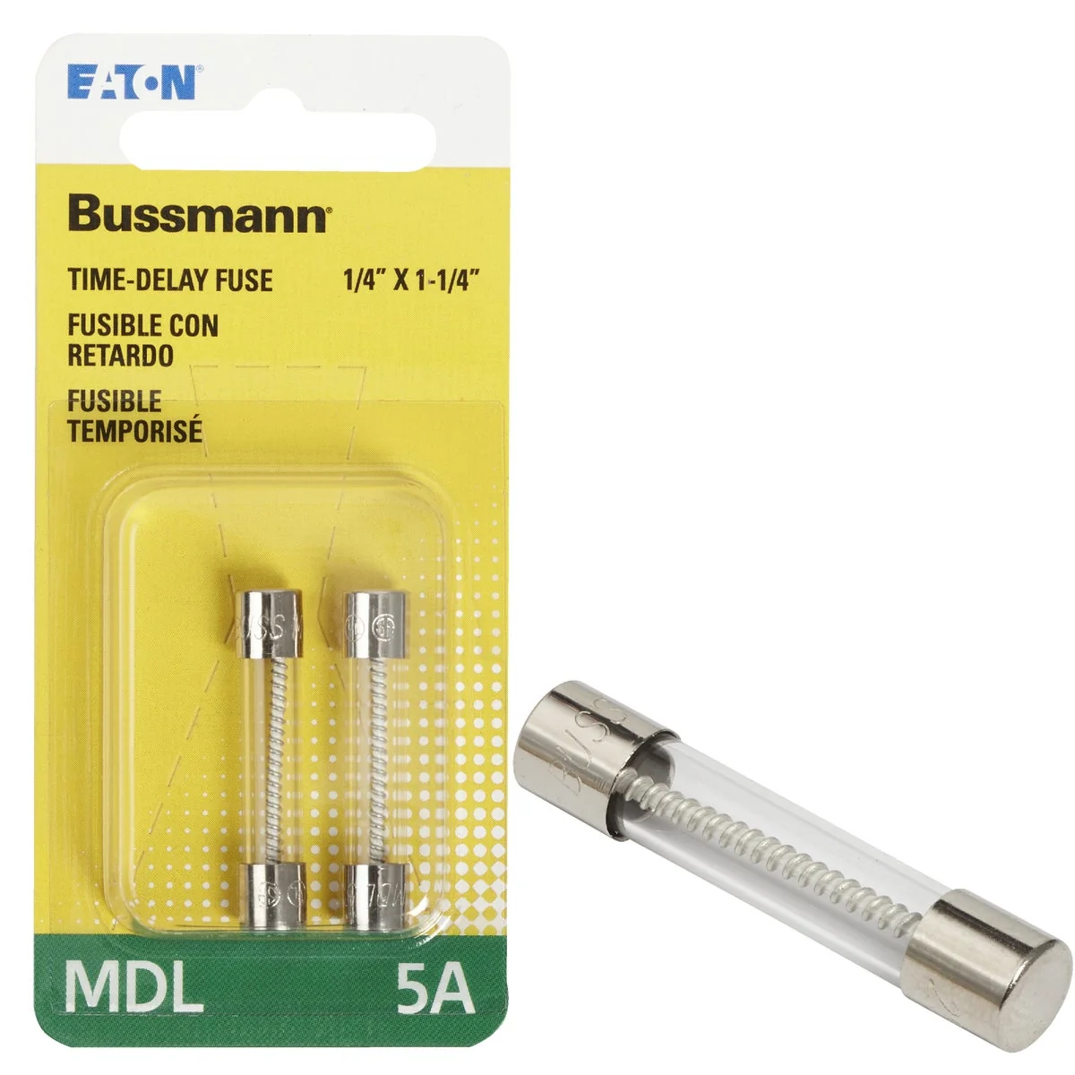 High-Quality Bussmann 5A MDL Glass Tube Electronic Fuse 2-Pack Minimalist