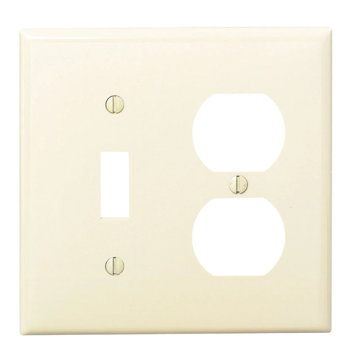 Verified Leviton Commercial Grade 2-Gang Thermoplastic Single Toggle Duplex Outlet Wall Plate Ivory Solid
