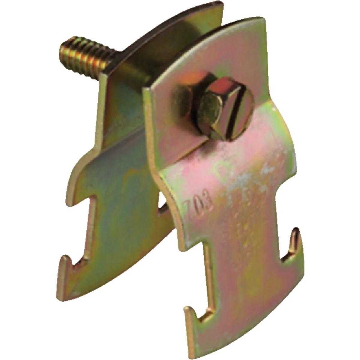 Sustainable Superstrut 2 In. Gold Galvanized Electroplated Zinc Universal Pipe Clamp Safe