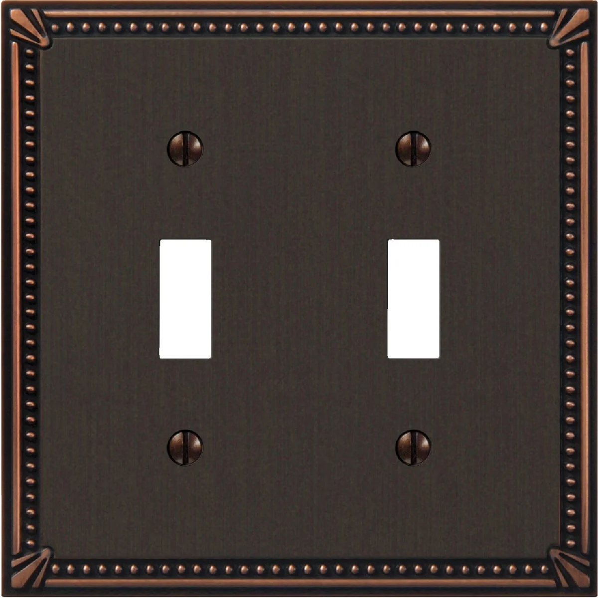 Green Amerelle Imperial Bead 2-Gang Cast Metal Toggle Switch Wall Plate Aged Bronze Eco-Friendly