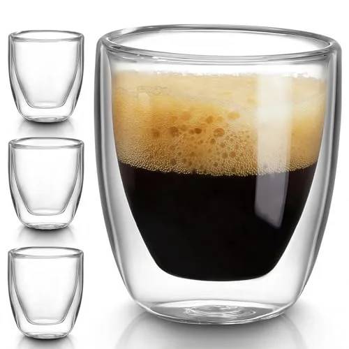 Original 10oz Double Wall Espresso Cups Set of 4 4 Count Expertly Made