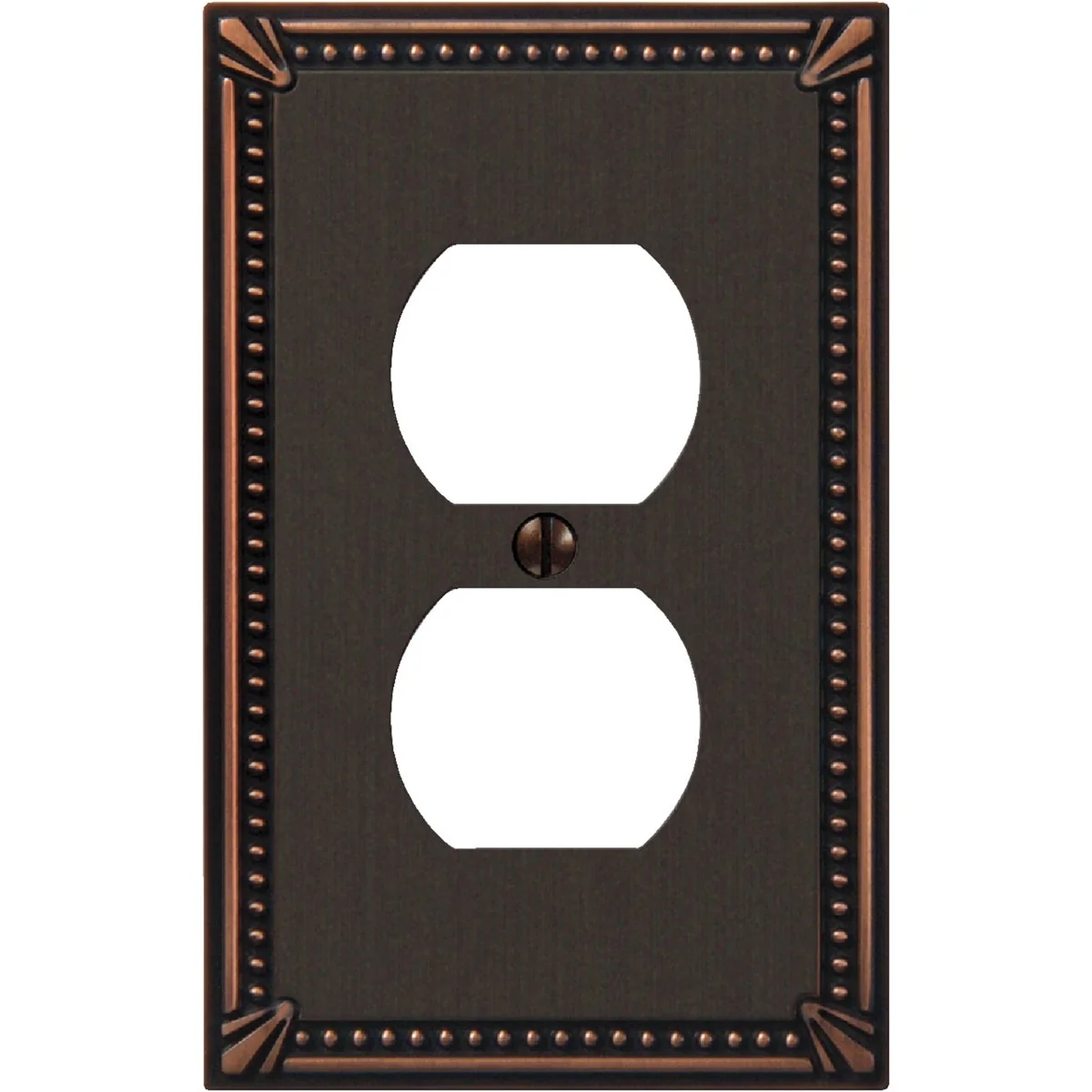 User-Friendly Amerelle Imperial Bead 1-Gang Cast Metal Outlet Wall Plate Aged Bronze Refined