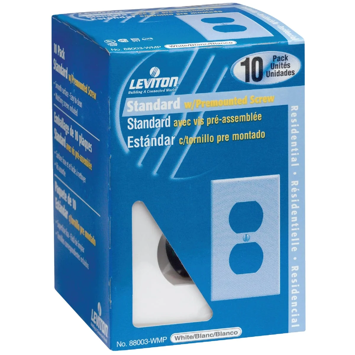 Long-Lasting Leviton 1-Gang Smooth Plastic Outlet Wall Plate White 10-Pack Certified