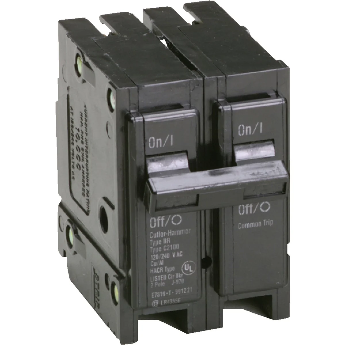 Secure Eaton BR 70A Double-Pole Standard Trip Circuit Breaker Green
