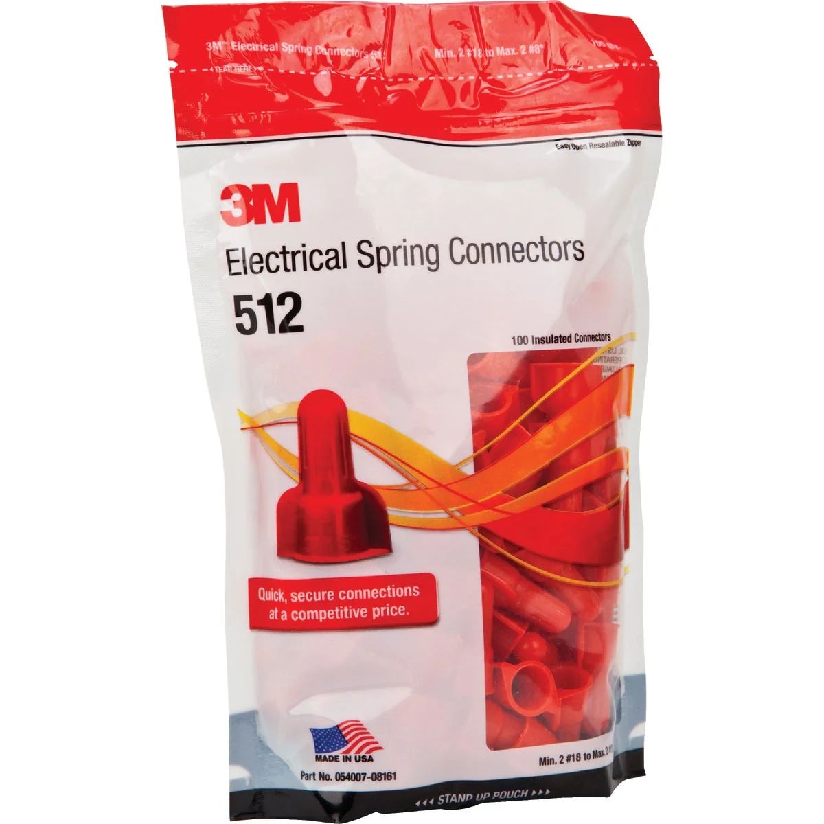 Excellent 3M Medium Red 22 AWG to 8 AWG Wing Wire Connector 100-Pack Premium