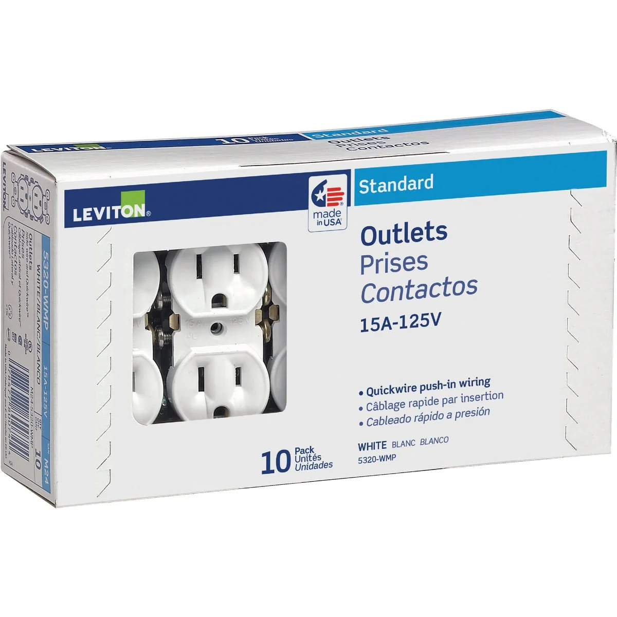 Effective Leviton 15A White Shallow Grounded 5-15R Duplex Outlet 10-Pack Relaxed