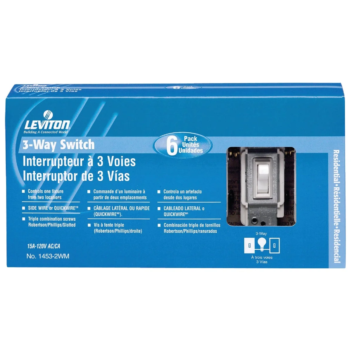 Safe Leviton Toggle White 15A 3-Way Switch 6-Pack Responsible