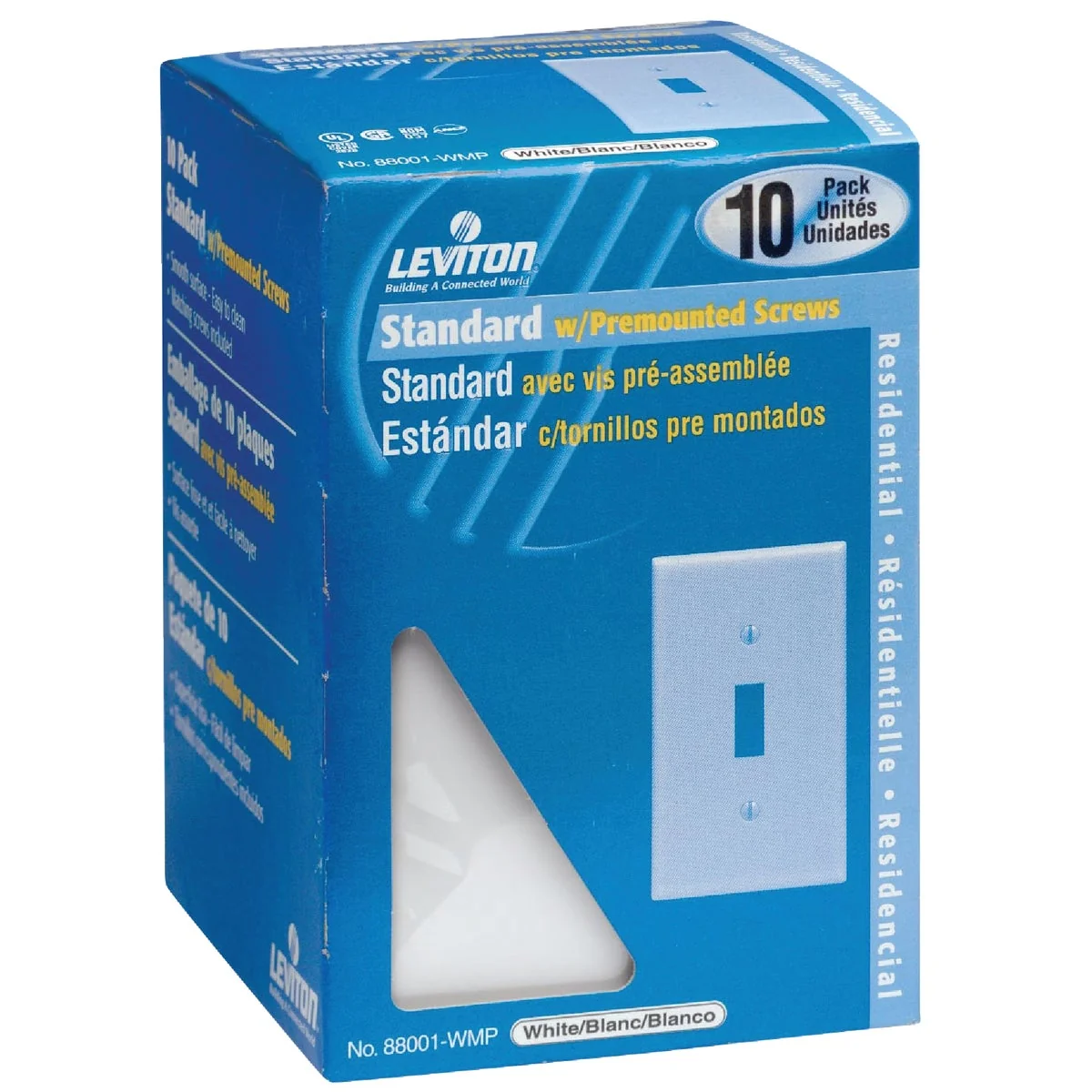 High-Performance Leviton 1-Gang Plastic Toggle Switch Wall Plate White 10-Pack Prestigious