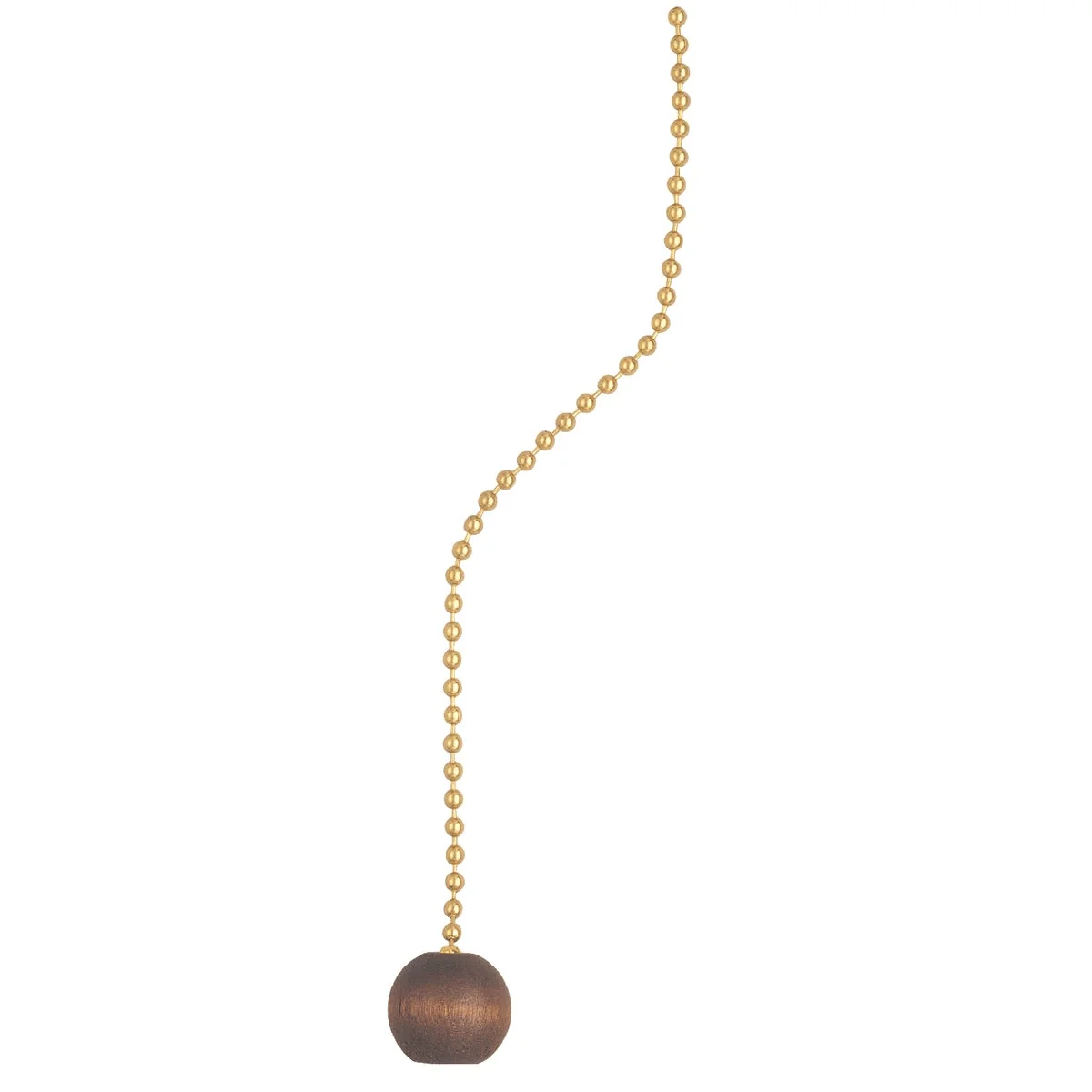 Contemporary Westinghouse 36 In. Polished Brass Pull Chain with Walnut Ball Ornament Smooth