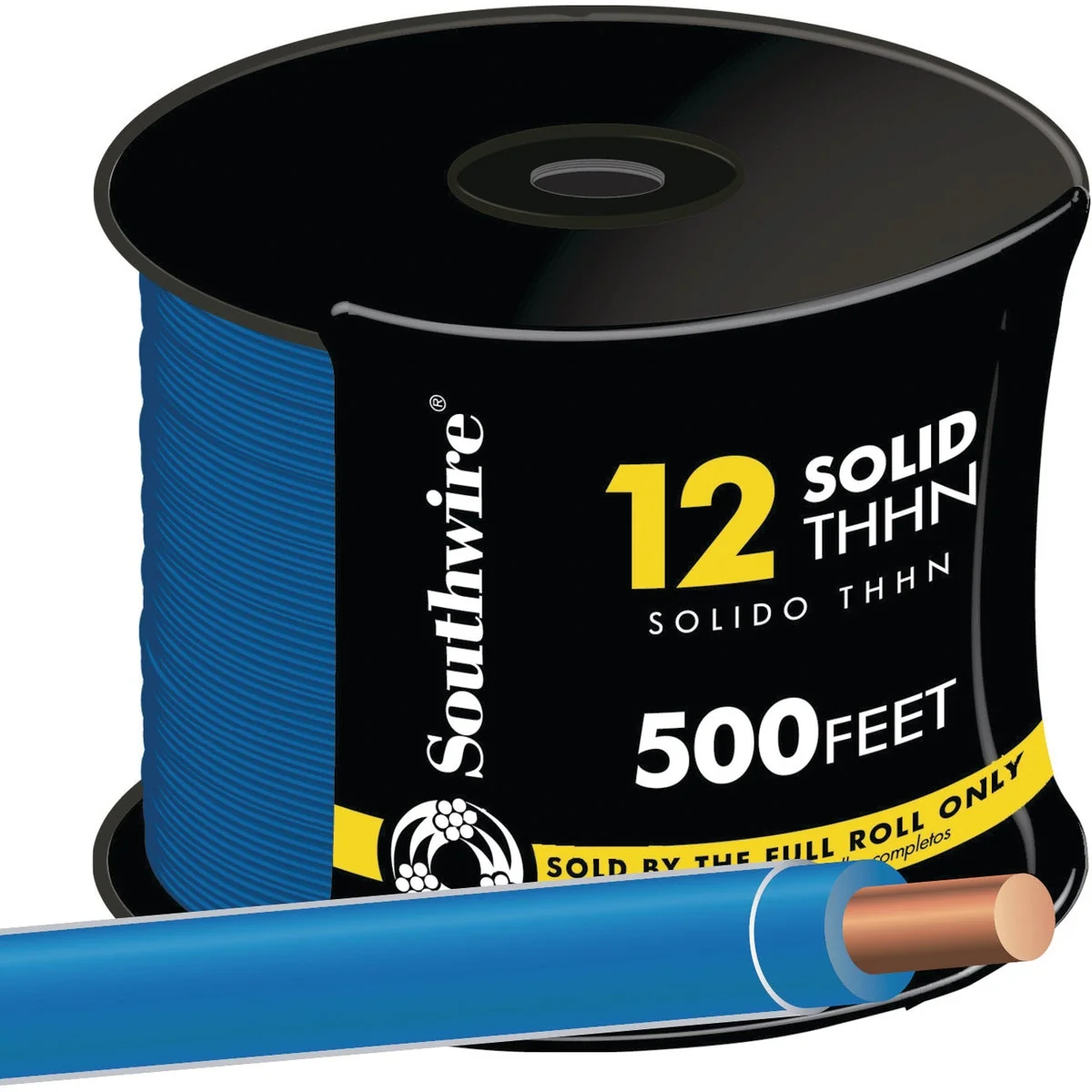 Detailed Southwire 500 Ft. 12 AWG Solid Blue THHN Electrical Wire Professional
