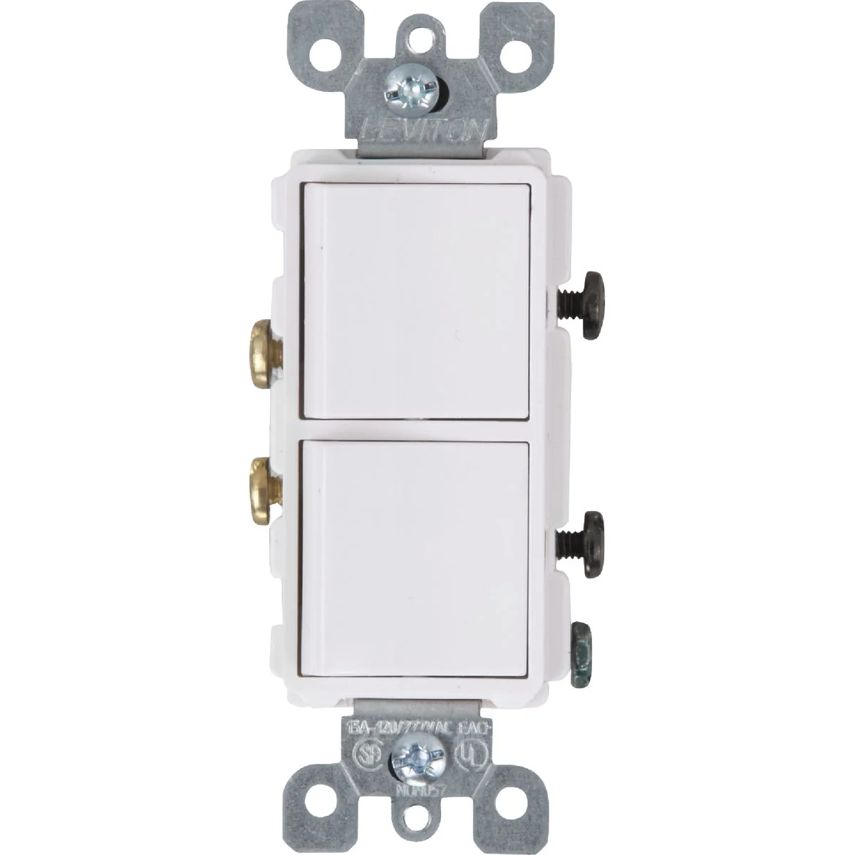 Solid Leviton Single Pole White 15A Duplex Switch Clean