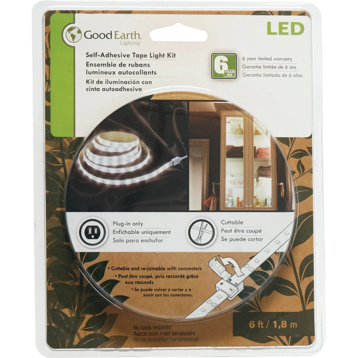 Enhanced Good Earth Lighting 6 Ft. L. Plug-In White LED Under Cabinet Tape Light Carefully Designed