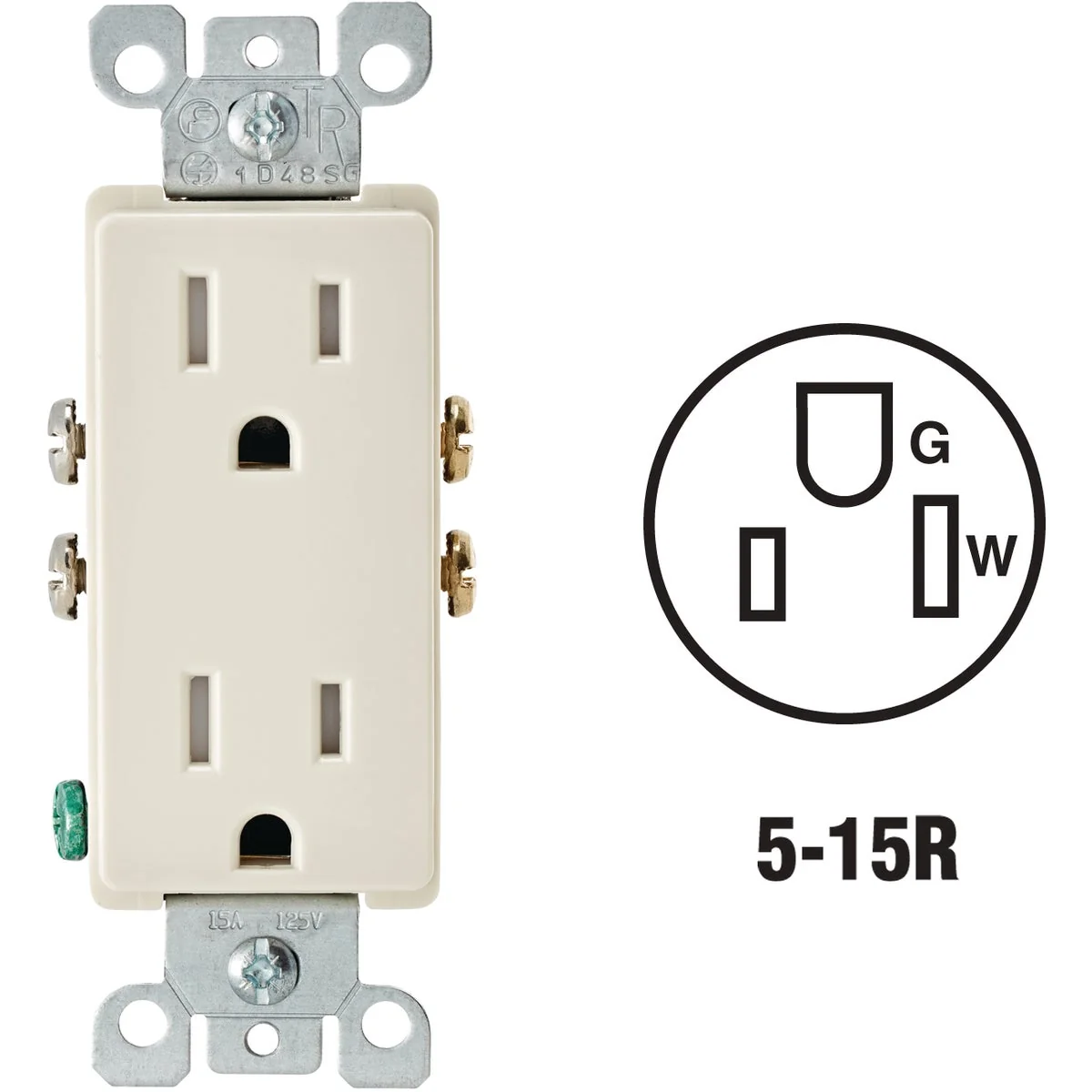 Contemporary Leviton Decora 15A Light Almond Tamper Resistant 5-15R Duplex Outlet High-End