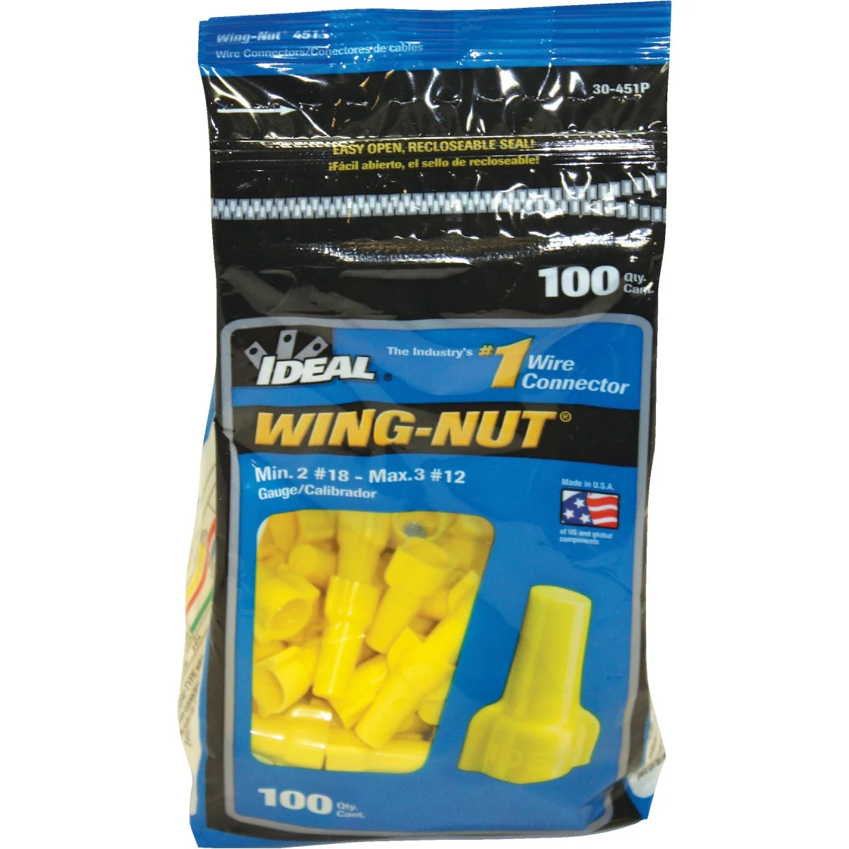 Reliable I Wing-Nut Small Yellow Copper to Copper Wire Connector 100-Pack Reusable