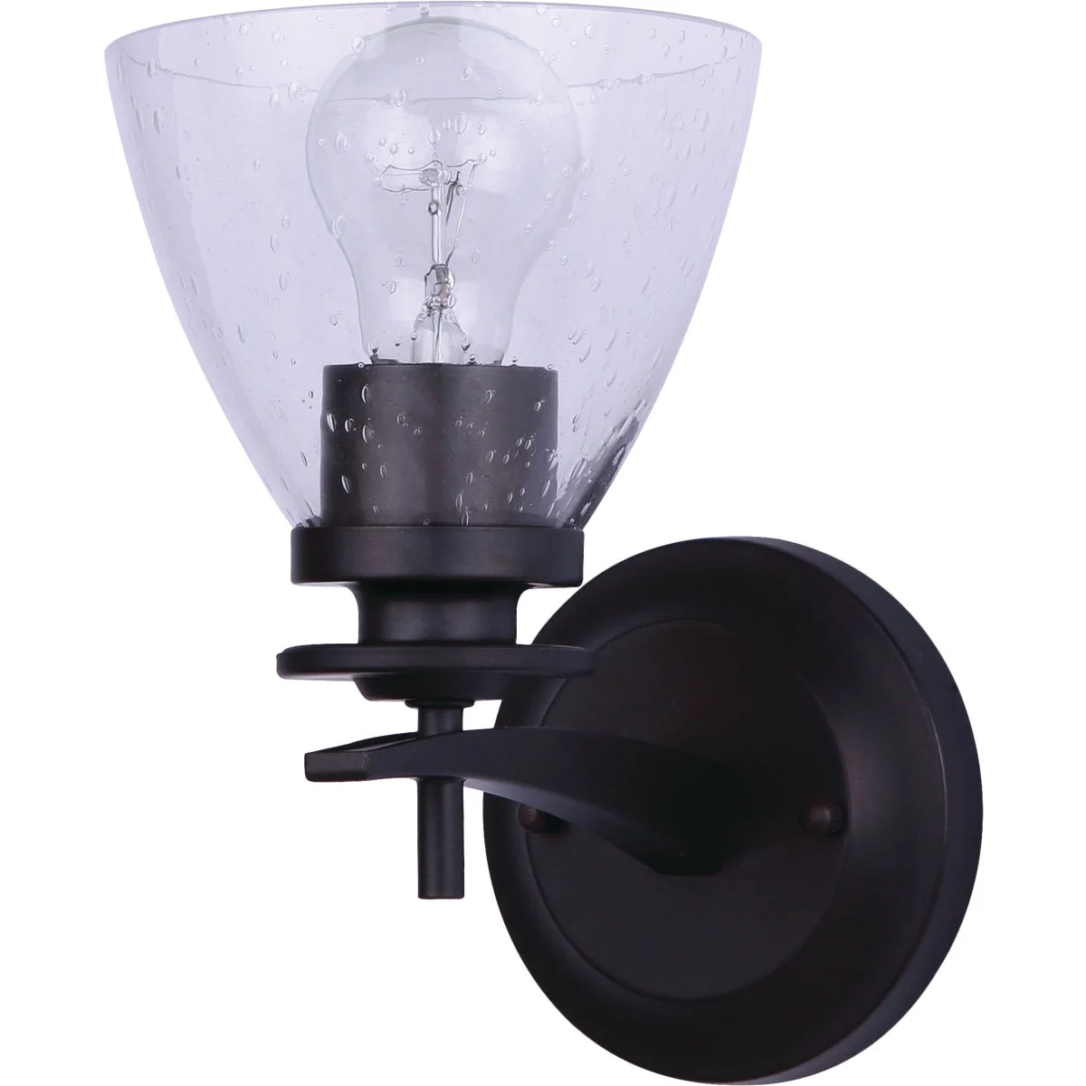 Powerful Home Impressions 1-Bulb Oil Rubbed Bronze Vanity Bath Light Fixture Seeded Glass Functional