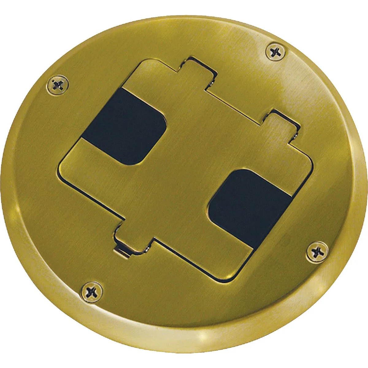 Modern Hubbell Brass 5.6 In. x 5.9 In. Floor Box Outlet Kit Fine