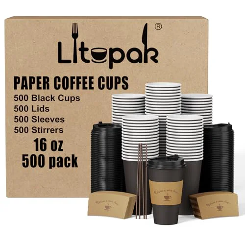 Reliable 500 Pack 16 oz Disposable Coffee Cups 500 Count User-Friendly