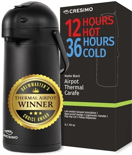 User-Friendly Airpot Coffee Carafe Dispenser with Pump Black 12 Hours Hot Water Retention Trendy