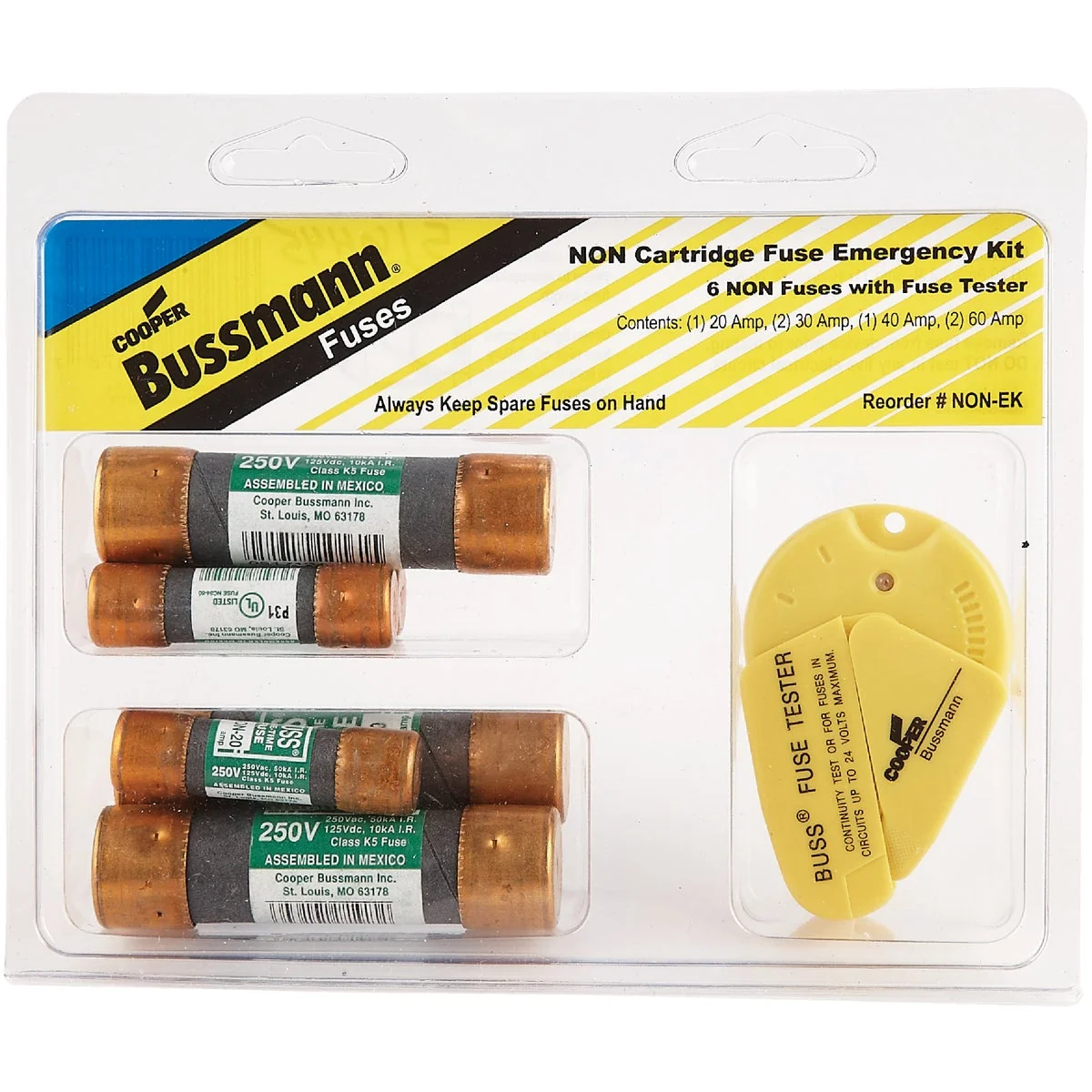 Secure Bussmann 20A to 60A 250V Non Cartridge Emergency Fuse Kit Green