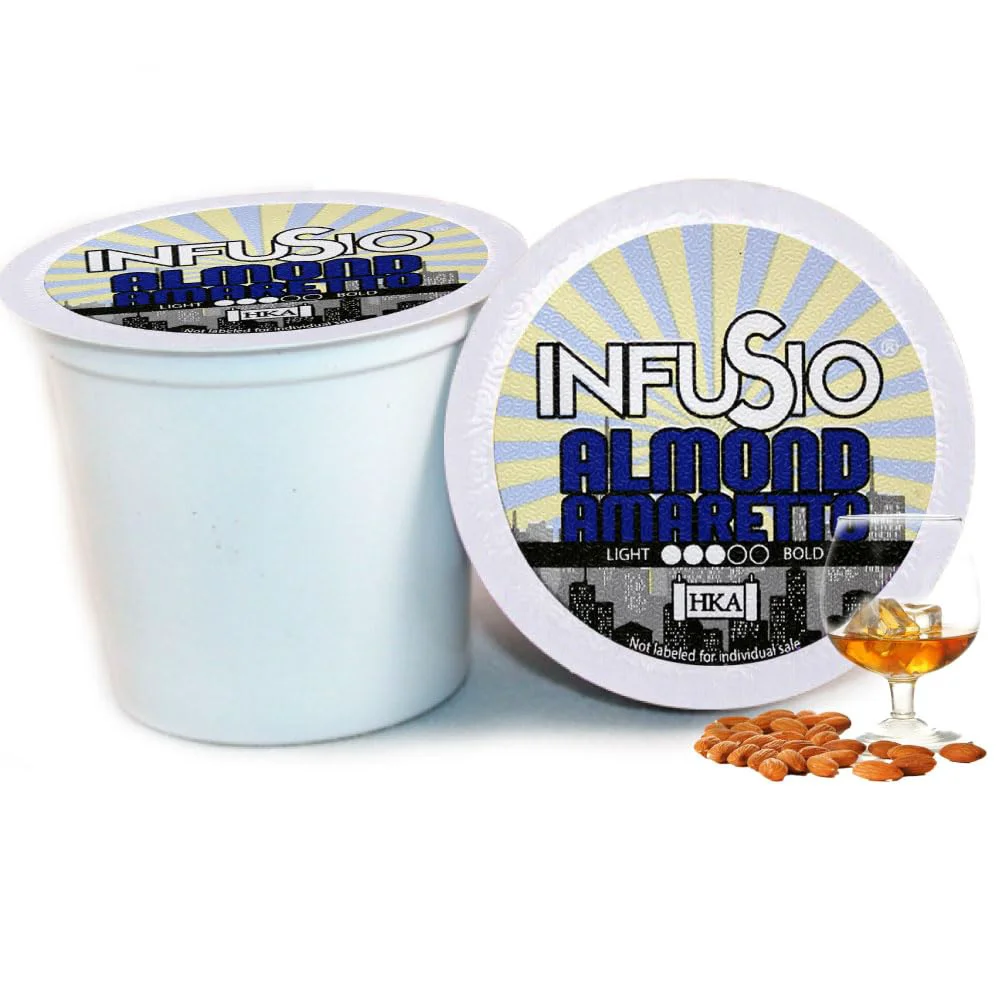 Original InfuSio Almond Amaretto Coffee pods Single Serve Flavored Coffee Pods for Keurig K Cups Brewers – Premium Roasted 96 count Modern