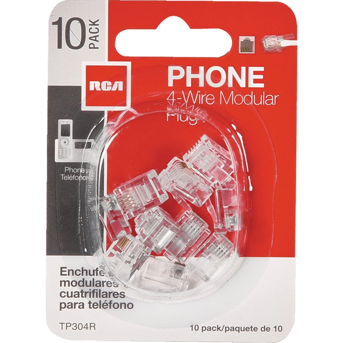 Exceptional RCA Clear 4-Wire Modular Outlet Phone Plug 10-Pack Original Design
