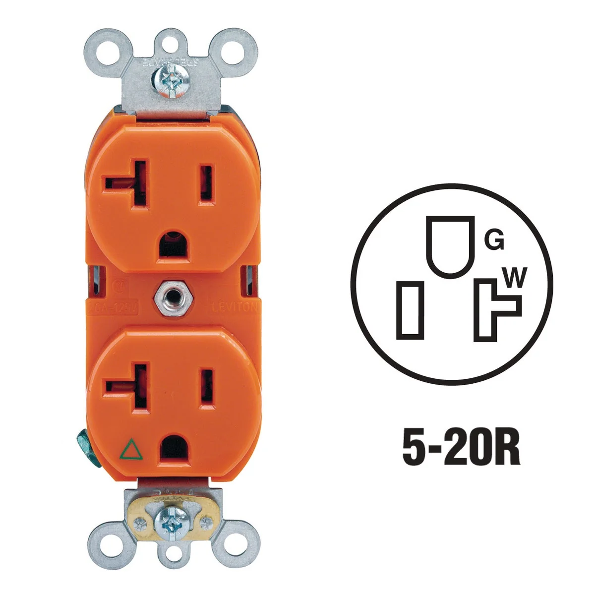 Innovative Leviton 20A Orange Isolated Grounding 5-20R Duplex Outlet Effective